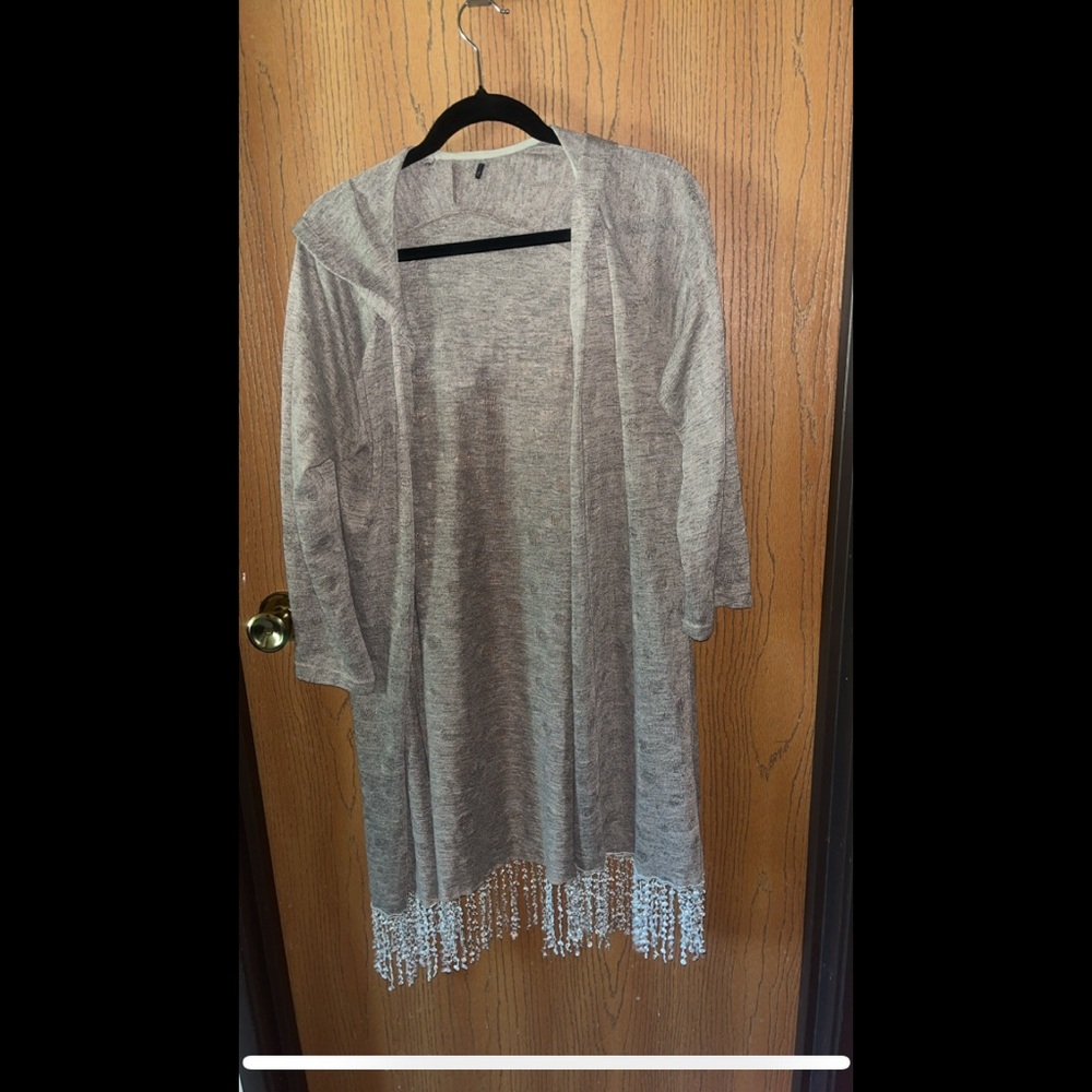Gray Fringe Cardigan